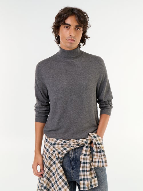 Camiseta de cuello alto lisa de punto fino - Kiabi