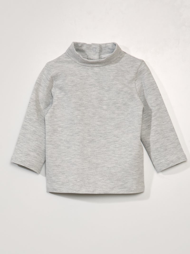 Camiseta de cuello alto lisa de punto GRIS - Kiabi