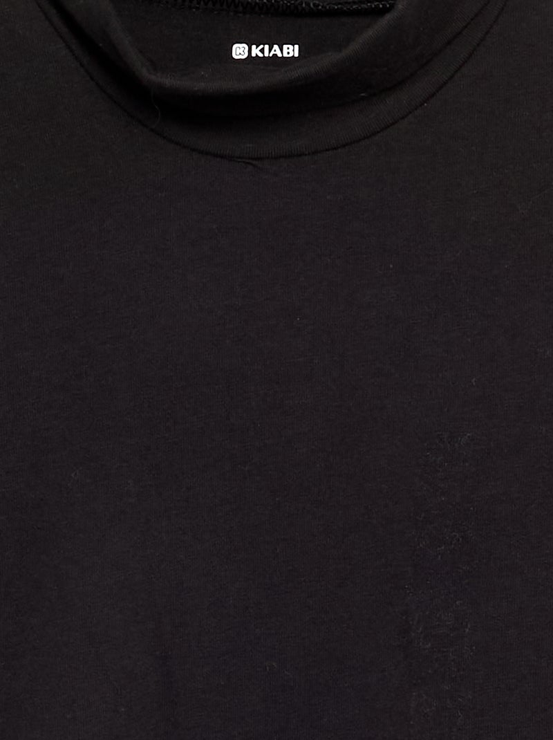 Camiseta de cuello alto lisa Negro - Kiabi
