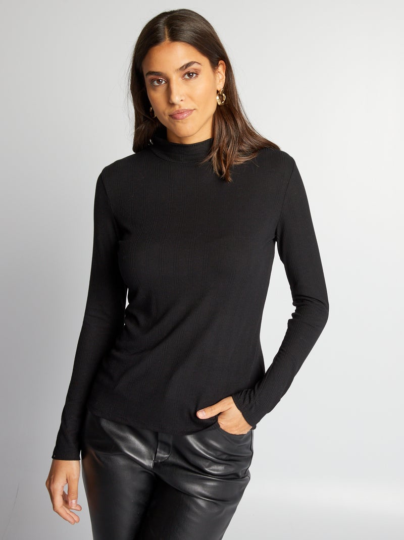 Camiseta de cuello alto negro - Kiabi