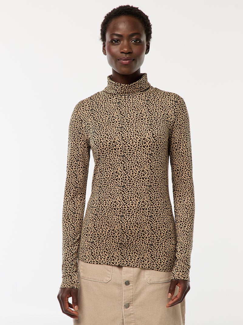 Camiseta de cuello alto y manga larga Beige - Kiabi