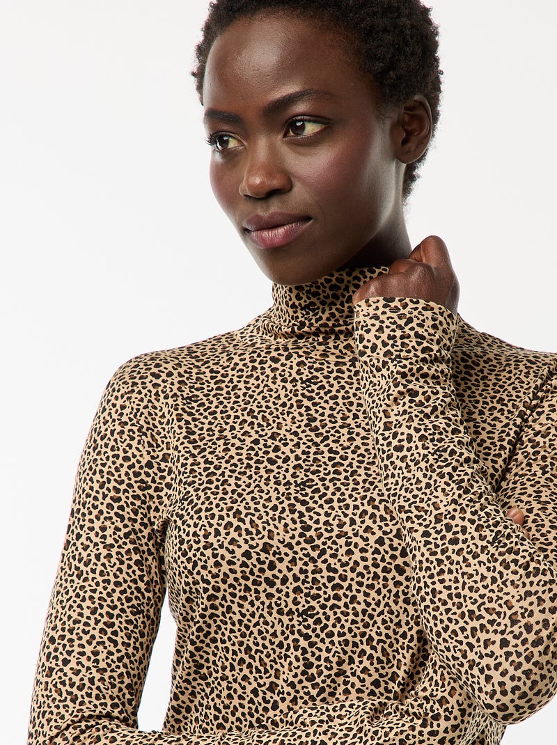 Camiseta de cuello alto y manga larga Beige - Kiabi