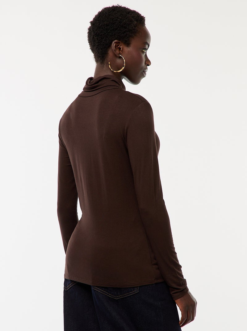 Camiseta de cuello alto y manga larga Marron - Kiabi