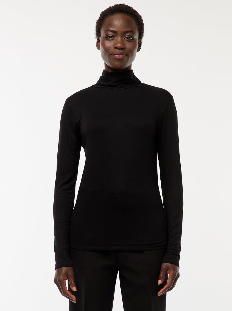 Camiseta de cuello alto y manga larga Negro - Kiabi