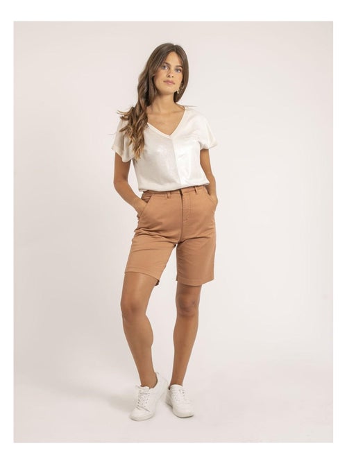 Camiseta de cuello en V de dos materiales FAZZY - Kiabi