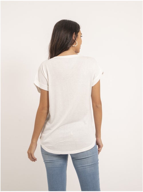 Camiseta de cuello en V de dos materiales FAZZY - Kiabi