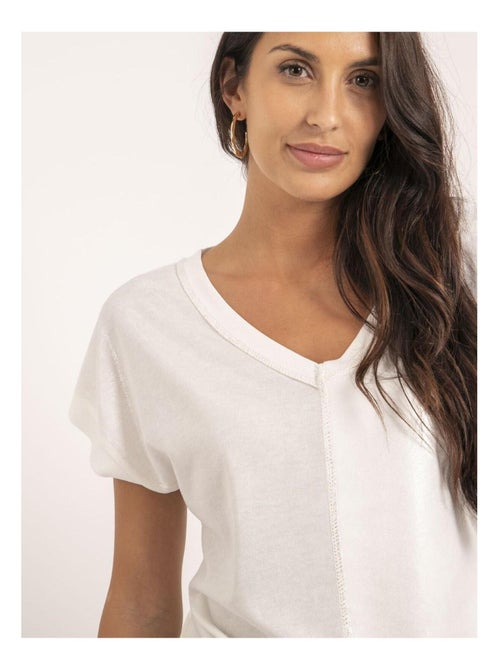 Camiseta de cuello en V de dos materiales FAZZY - Kiabi