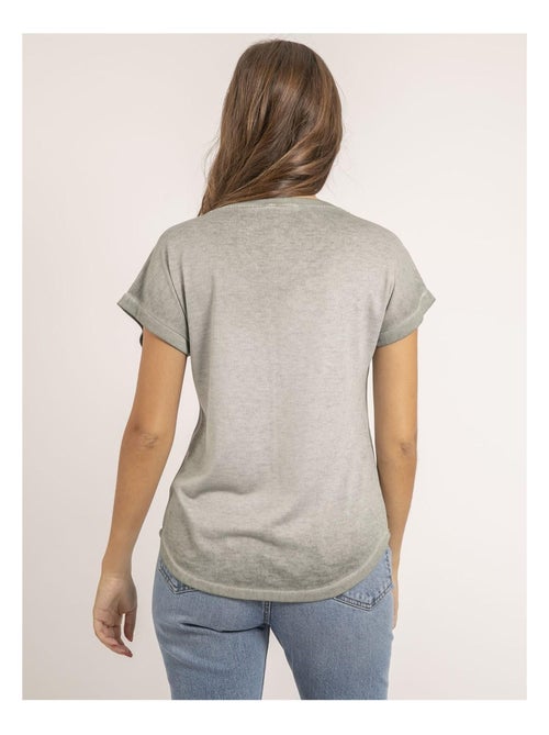 Camiseta de cuello en V de dos materiales FAZZY - Kiabi