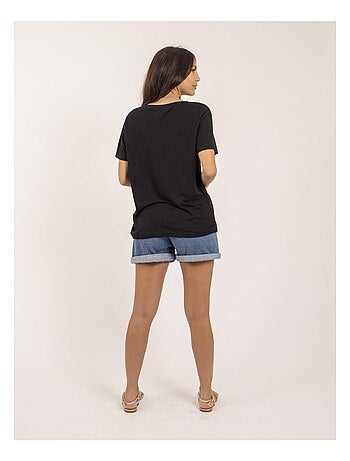 Camiseta de cuello en V de lino FAIMES