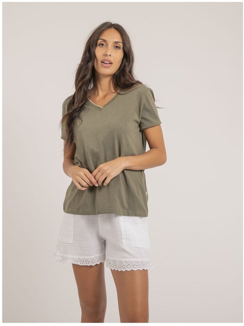 Camiseta de cuello en V de puro algodón FAMIA - Kiabi