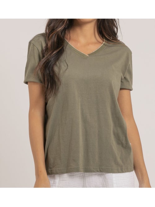 Camiseta de cuello en V de puro algodón FAMIA - Kiabi
