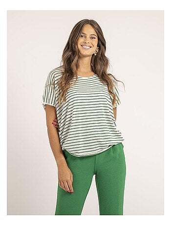 Camiseta de cuello en V de rayas FERKUS