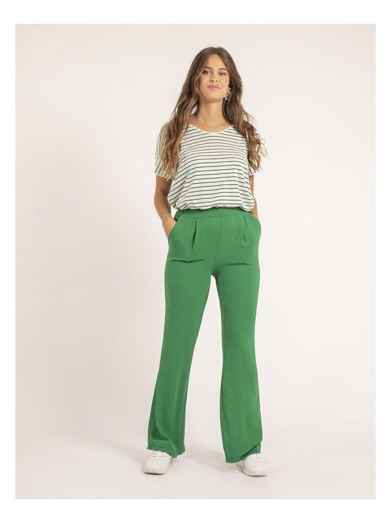 Camiseta de cuello en V de rayas FERKUS Verde - Kiabi