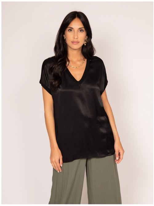 Camiseta de cuello en V satinada FENTA - Kiabi