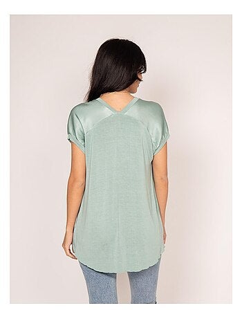 Camiseta de cuello en V satinada FENTA