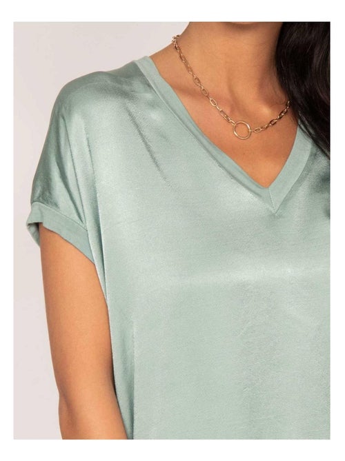 Camiseta de cuello en V satinada FENTA - Kiabi