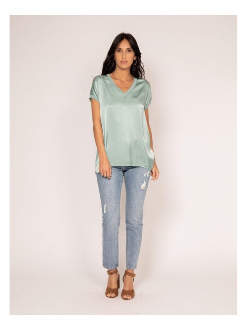 Camiseta de cuello en V satinada FENTA - Kiabi