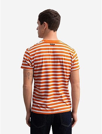 Camiseta de cuello redondo a rayas de corte entallado giesto