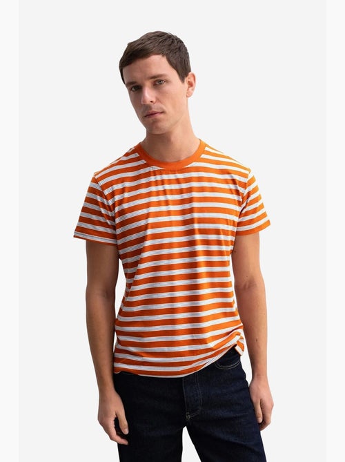 Camiseta de cuello redondo a rayas de corte entallado giesto - Kiabi Camiseta de cuello redondo a rayas de corte entallado giesto - Kiabi
