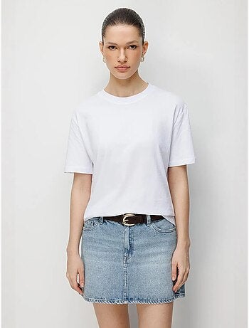 Camiseta de cuello redondo acanalada extragrande mixray