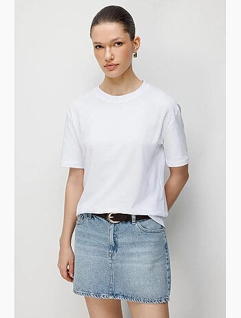 Camiseta de cuello redondo acanalada extragrande mixray