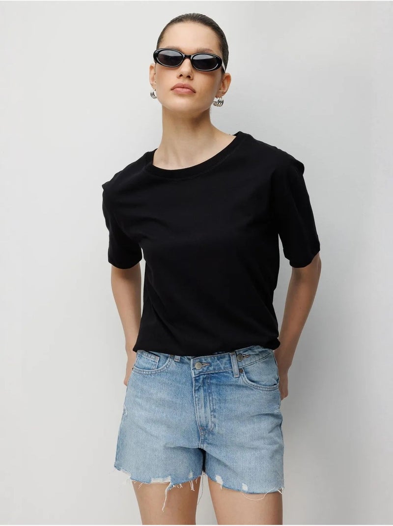 Camiseta de cuello redondo acanalada extragrande mixray Negro - Kiabi