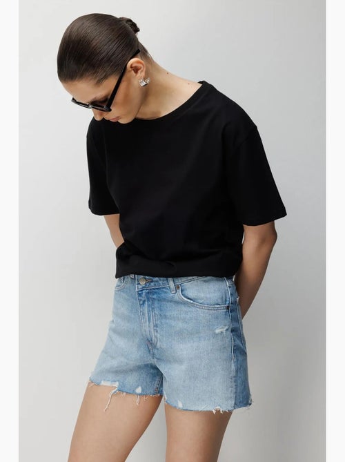 Camiseta de cuello redondo acanalada extragrande mixray - Kiabi