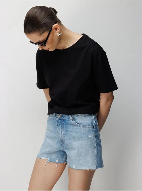 Camiseta de cuello redondo acanalada extragrande mixray - Kiabi Camiseta de cuello redondo acanalada extragrande mixray - Kiabi