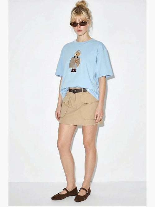 Camiseta de cuello redondo bordada de corte relajado lucci - Kiabi