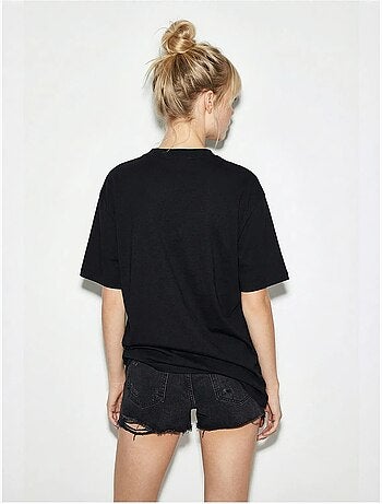 Camiseta de cuello redondo bordada de corte relajado lucci
