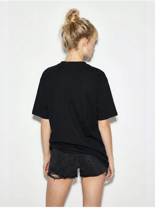 Camiseta de cuello redondo bordada de corte relajado lucci - Kiabi