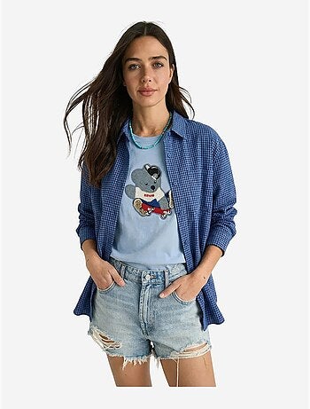 Camiseta de cuello redondo bordada lucci