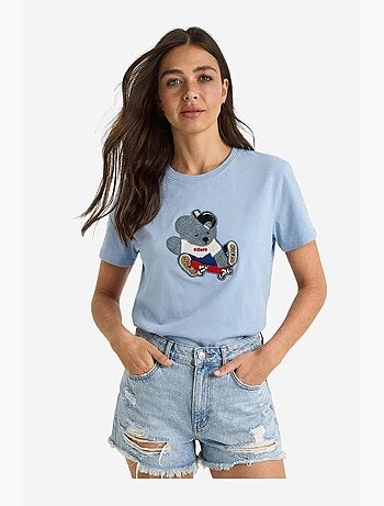 Camiseta de cuello redondo bordada lucci
