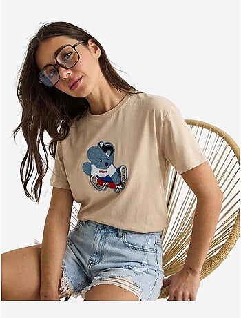 Camiseta de cuello redondo bordada lucci