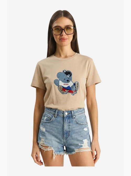 Camiseta de cuello redondo bordada lucci - Kiabi