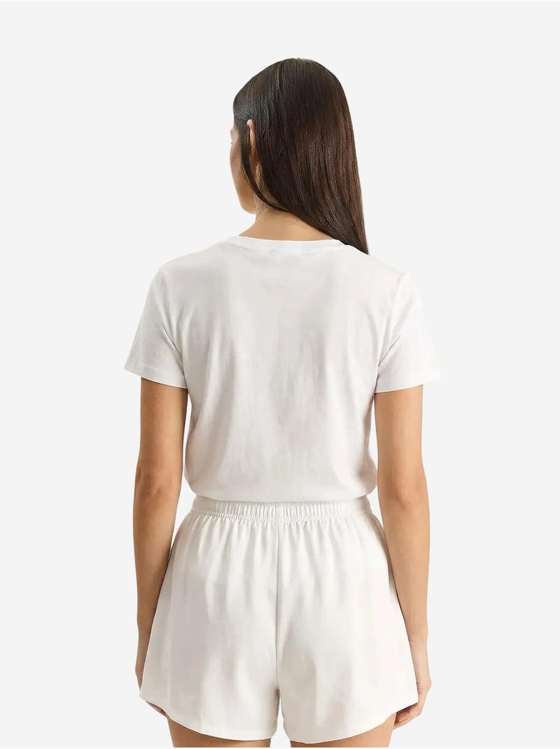 Camiseta de cuello redondo bordada lucci Blanco - Kiabi