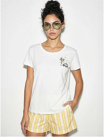 Camiseta de cuello redondo bordada lucci