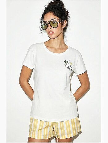 Camiseta de cuello redondo bordada lucci