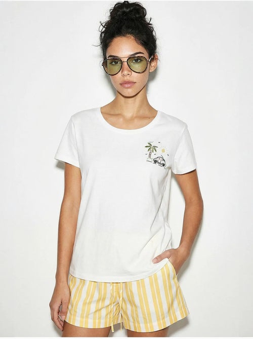 Camiseta de cuello redondo bordada lucci - Kiabi