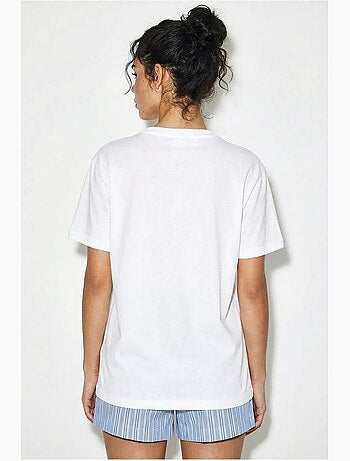Camiseta de cuello redondo bordada lucci