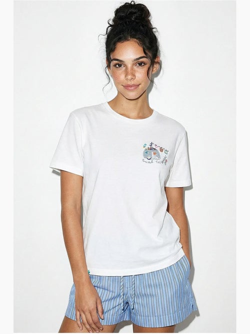 Camiseta de cuello redondo bordada lucci - Kiabi