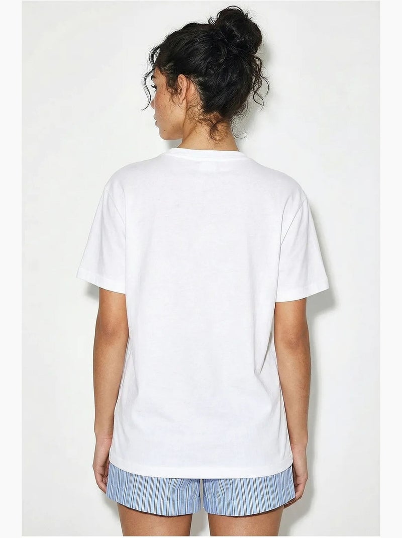 Camiseta de cuello redondo bordada lucci Blanco - Kiabi