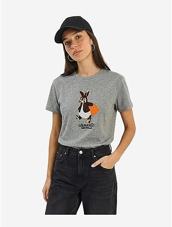 Camiseta de cuello redondo bordada lucci