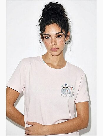 Camiseta de cuello redondo bordada lucci