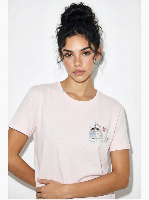 Camiseta de cuello redondo bordada lucci - Kiabi