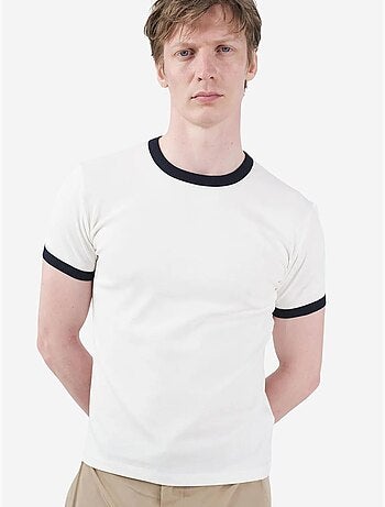 Camiseta de cuello redondo color block con ribete en contraste giesto