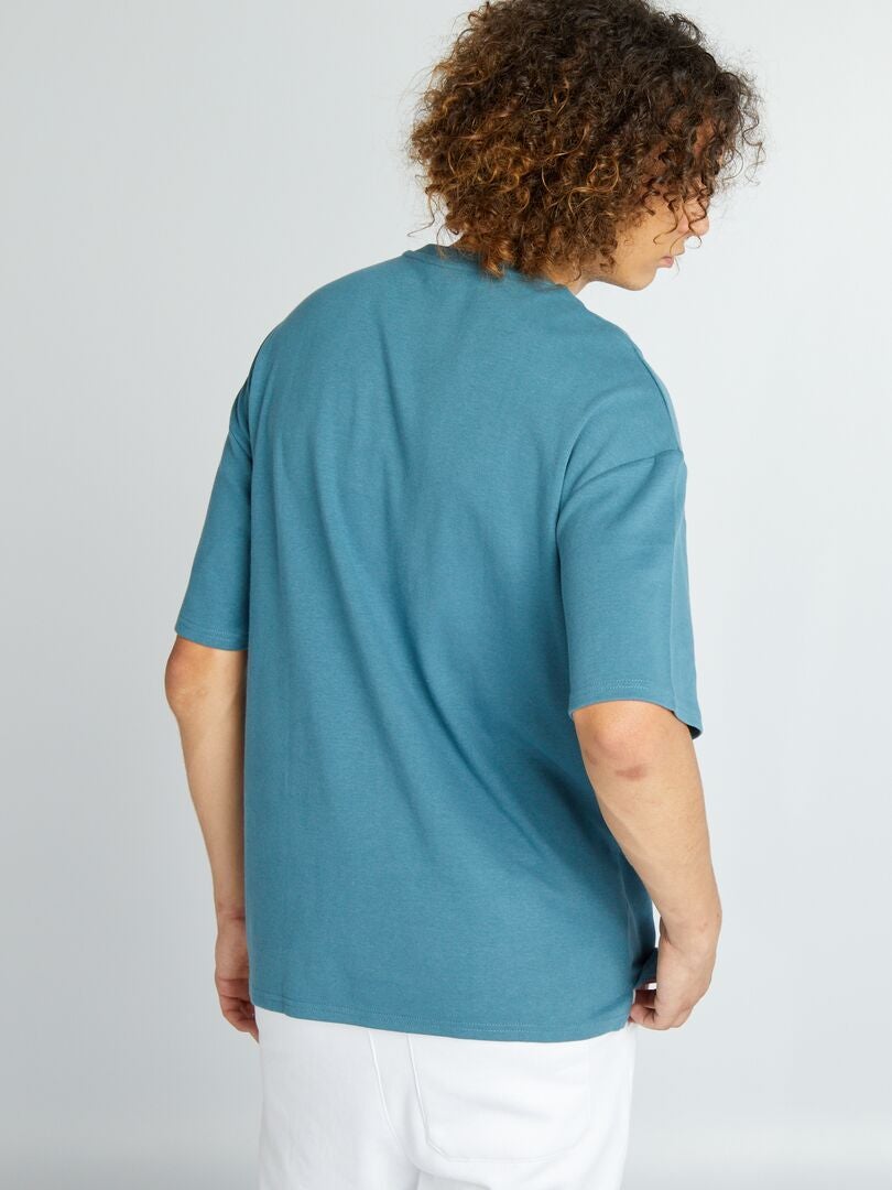 Camiseta de cuello redondo con bolsillo en el pecho azul oscuro - Kiabi