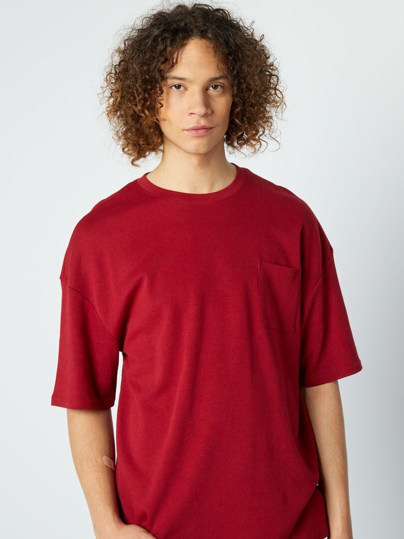 Camiseta de cuello redondo con bolsillo en el pecho ROJO - Kiabi