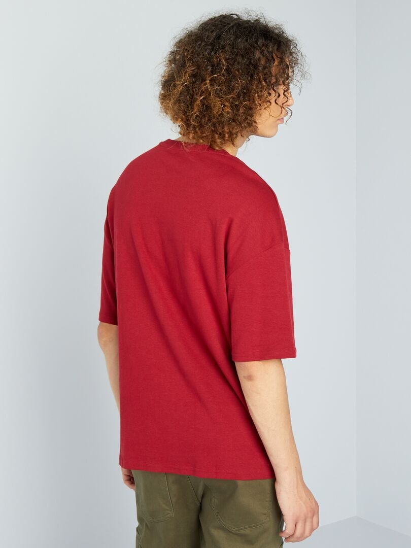 Camiseta de cuello redondo con bolsillo en el pecho ROJO - Kiabi