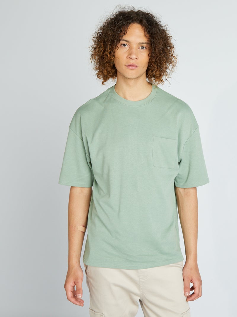 Camiseta de cuello redondo con bolsillo en el pecho VERDE - Kiabi